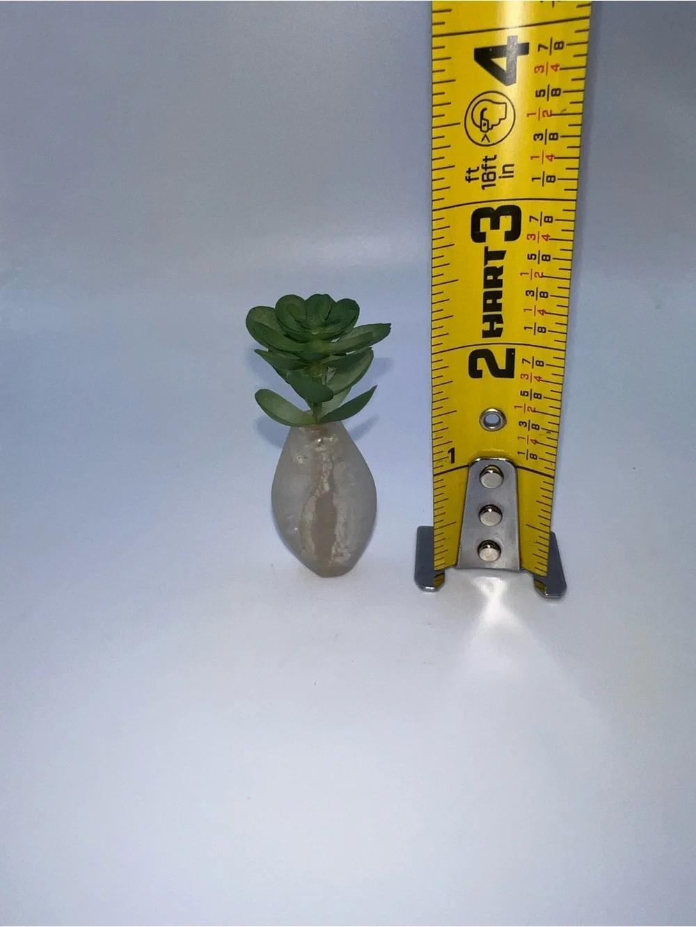 Miniature Faux Succulent in Marble-Look Vase - Green